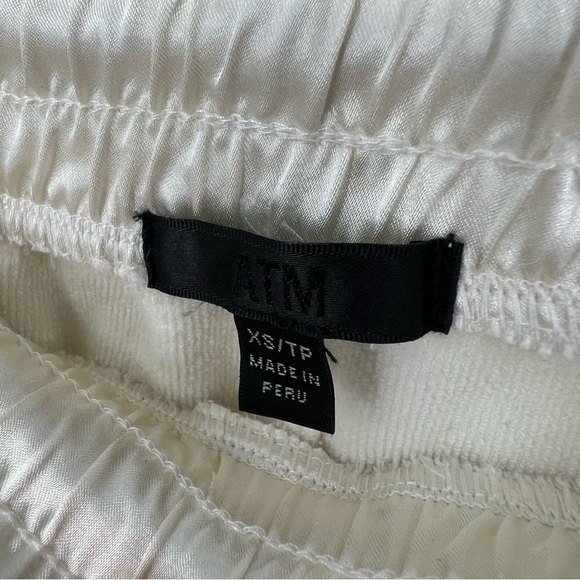 ATM Loop Cream Satin French Cotton Terry Pull-on‎ Chalk Jogger Track Pants - Picture 10 of 16